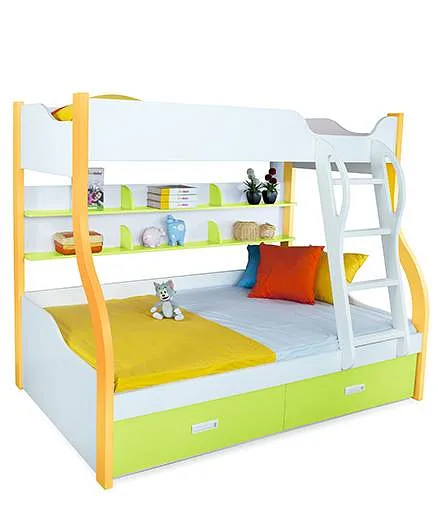 Alex Daisy Columbia Wooden Bunk Bed - Yellow And Green