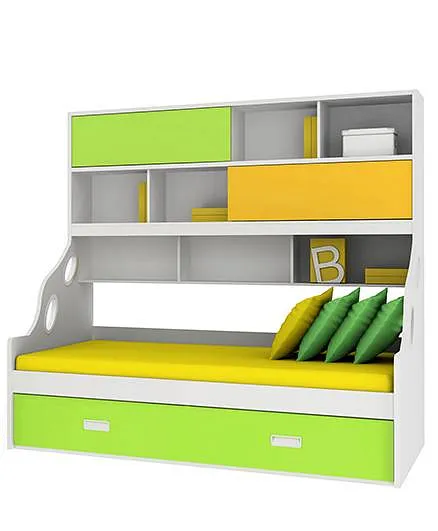 Alex Daisy Wooden Bunk Bed Hybrid - Yellow And Green
