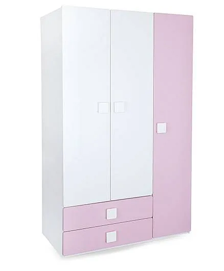 Alex Daisy Wooden Three Door And Two Drawer Wardrobe Pink