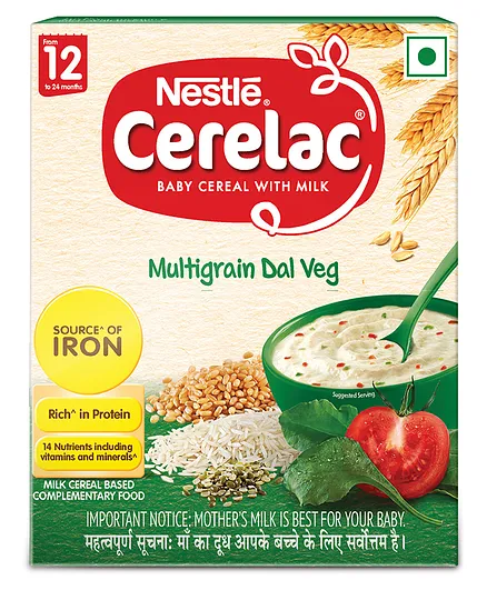 Nestle CERELAC Baby Cereal with Milk Multigrain Dal Veg From 12 Months - 300 gm Bag In Box Pack