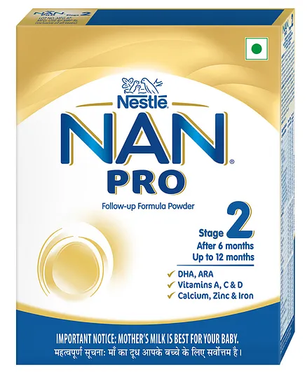 Nestle NAN PRO 2 Follow Up Formula Powder Stage 2 After 6 Months - 400 gm Bag In Box Pack