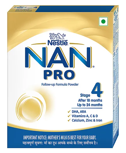 Nestle NAN PRO 4 Follow-Up Formula-Powder Stage 4 After 18 Months- 400 gm Bag-In-Box Pack