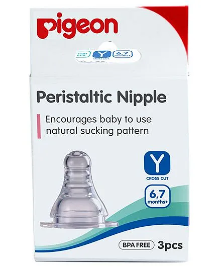 Pigeon Peristaltic Nipple Slim Neck Y Cut - Pack Of 3