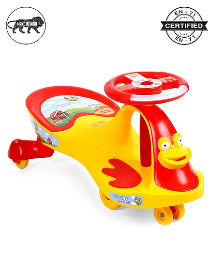 Babyhug Froggy Gyro Swing Car With Easy Steering Wheel - Yellow