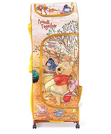 Winnie The Pooh Kids Portable Wardrobe With Wheels Yellow And