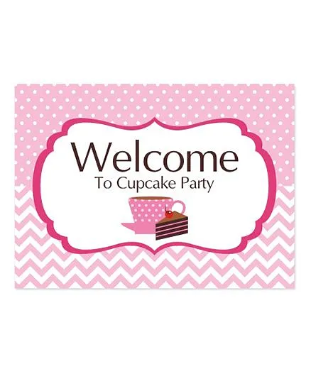 Prettyurparty Cupcake Entrance Banner Door Sign - Pink