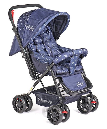 Babyhug Cocoon Stroller With Mosquito Net & Reversible Handle – Blue