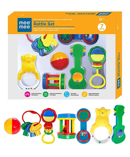 Mee Mee Infant Rattle Set of 7 (Color & Design May Vary)
