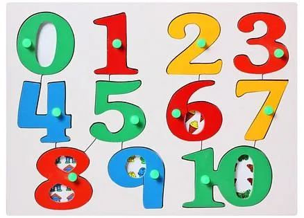 Little Genius  Wooden Number Puzzle Tray With Knobs - Multicolor