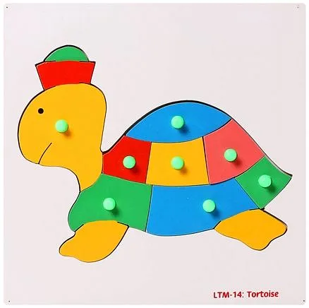 Little Genius Wooden Tortoise Jigsaw Puzzle Multicolor - 14 Pieces 