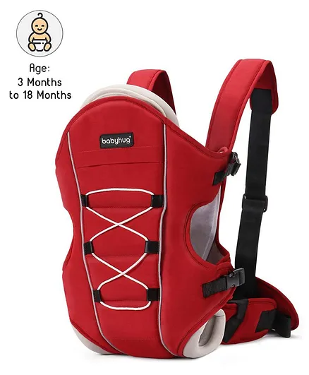 Babyhug Cuddle Up 3 Way Baby Carrier With Padded Lumbar Strap - Red