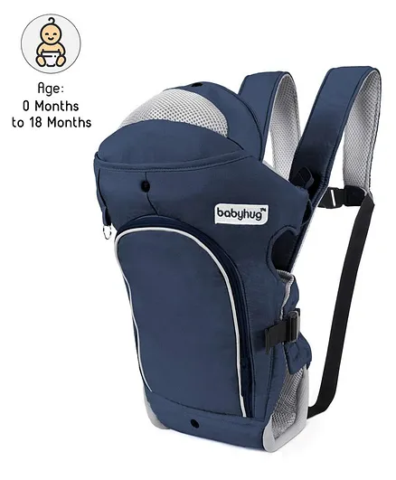 Babyhug Comfort Nest 3 Way Baby Carrier With Adjustable Infant Head Support - Navy