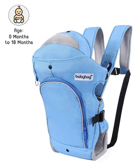 Babyhug Comfort Nest 3 Way Baby Carrier With Adjustable Infant Head Support  - Sky Blue