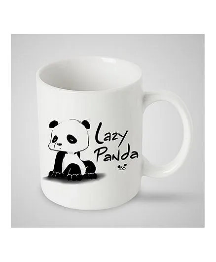 Stybuzz Kids Ceramic Mug Lazy Panda Print White & Black - 300 ml