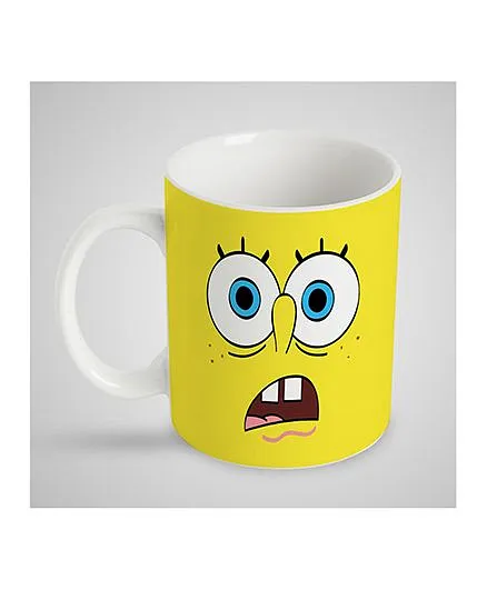 Stybuzz Kids Ceramic Mug SpongeBob Print White & Yellow - 300 ml