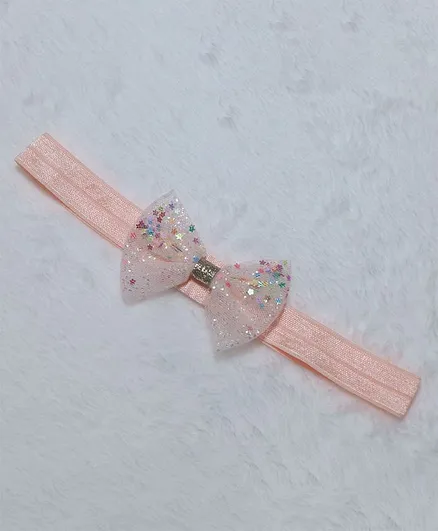 BABY Charm Stars Sequined Bow Headband - Peach