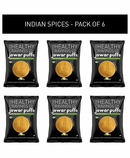 The Healthy Cravings Co Roasted Jowar Puffs Indian Spices Party Pack of 6 - 50 gm each