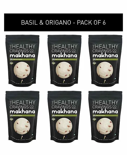 The Healthy Cravings Co Roasted Makhana Basil & Oregano Pack of 6 - 45 gm each