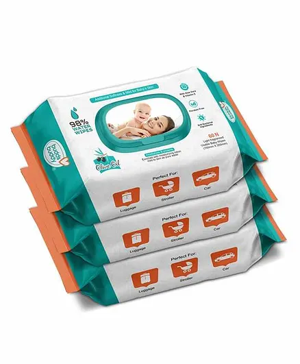 Buddsbuddy Combo of 3 Skincare Baby Wet Wipes With Lid Contains Aloe Vera- 80 Pieces