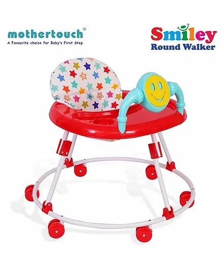 Mothertouch Smiely Round Walker With Toy Bar - White Red