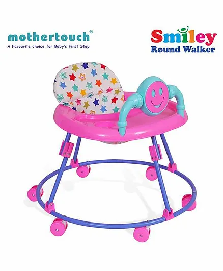 Mothertouch Smiely Round Walker With Toy Bar - White Pink