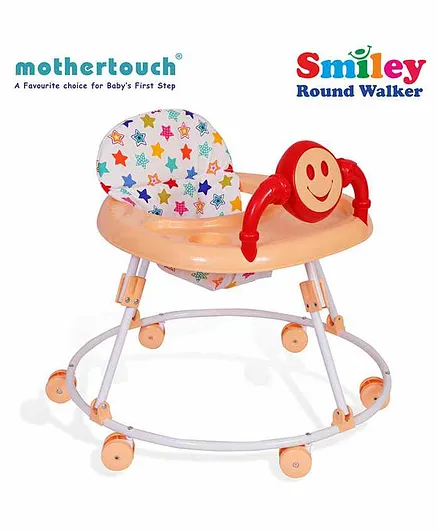 Mothertouch Smiely Round Walker With Toy Bar - White Cream