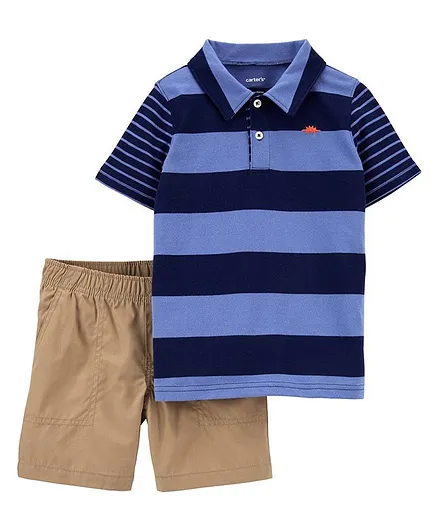 Carter's 2-Piece Jersey Polo & Short Set - Blue