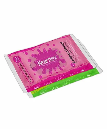 Hearttex Antibacterial Hand Sanitizing Wipes Pack of 2 Pink Green - 25 Pieces Each