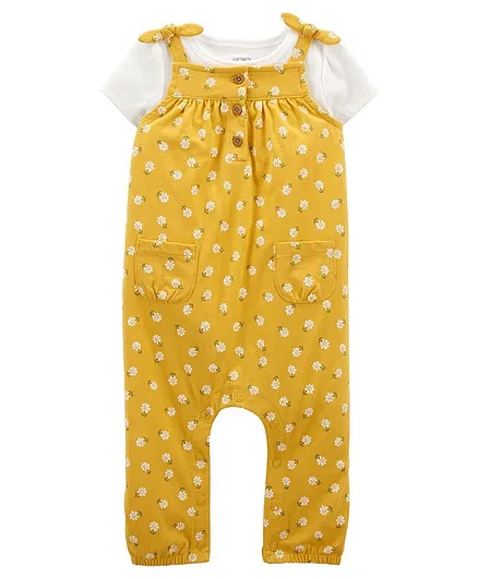 Carter's 2-Piece Tee & Floral Overall Set - Yellow