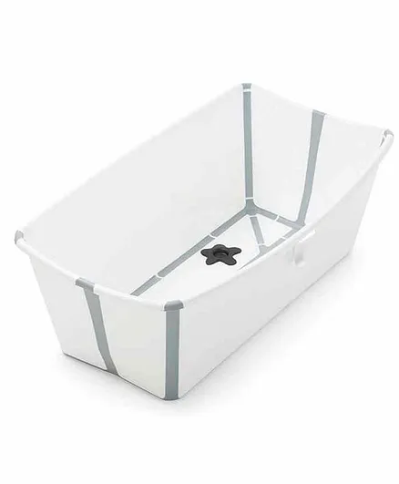 Stokke Flexi Bath Tub with Drain Plug - White Grey