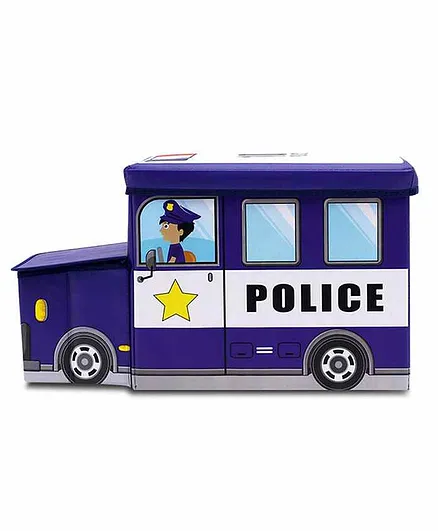 Muren Foldable Storage Box cum Stool Police Bus Design - Blue