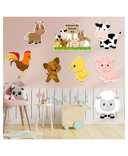 Untumble Farm Animal Posters Multicolour - Pack of 8
