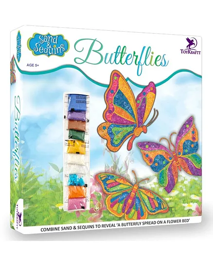 Toy Kraft  Sand & Sequin Butterflies Activity Kit - Blue