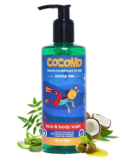 Cocomo Minty Sea Face & Body Wash Bottle - 300 ml