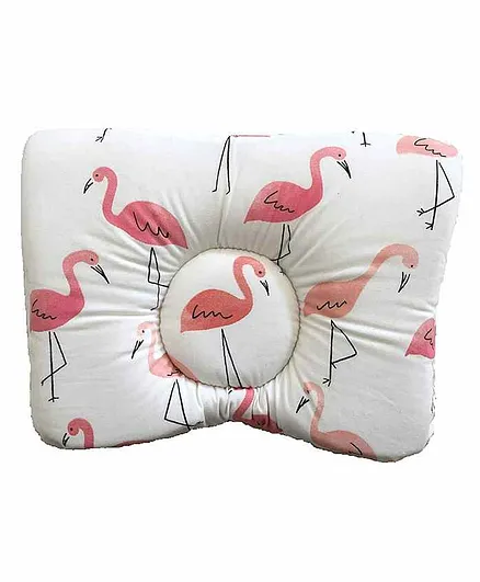 Elementary Premium Memory Foam Head Shaping Pillow Flamingo Print - White Pink