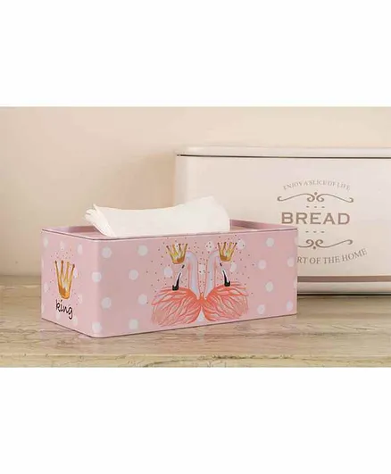 A Vintage Affair Tissue Box Flamingo Print - Pink