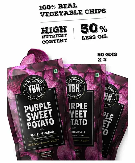 To Be Honest Purple Sweet Potato Chips Pack of 3 - 90 gm each