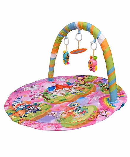 Crackles Play Gym with Overhead Rattle Toys - Pink
