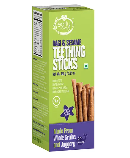 Early Foods Ragi & Sesame Jaggery Teething Sticks - 150 gm