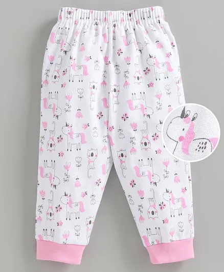 Child World Full Length Lounge Pant Animal Print - White Pink