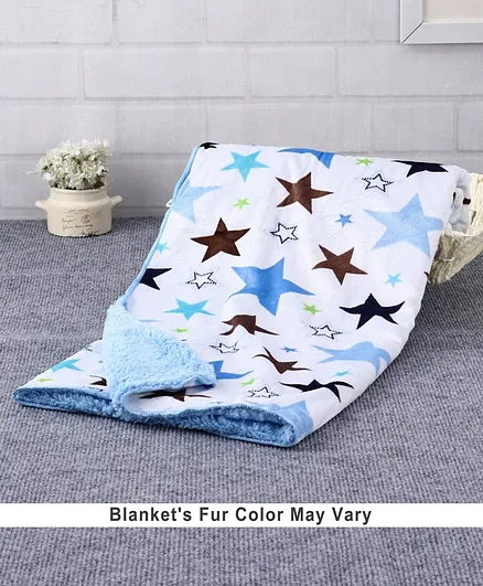 Babyhug Sherin & Poly Wool All Season Blanket Star Design - White (Blanket's Fur Color May Vary)