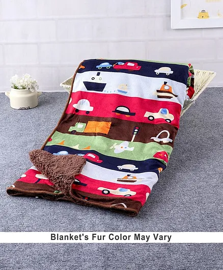 Babyhug Sherin & Poly Wool All Season Blanket Vehicle Design - Multicolor (Blanket's Fur Color May Vary)