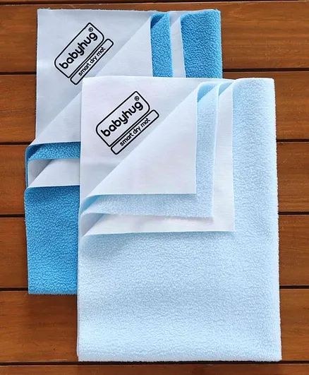 Babyhug Smart Dry Bed Protector Sheet Pack of 2 Medium - Blue