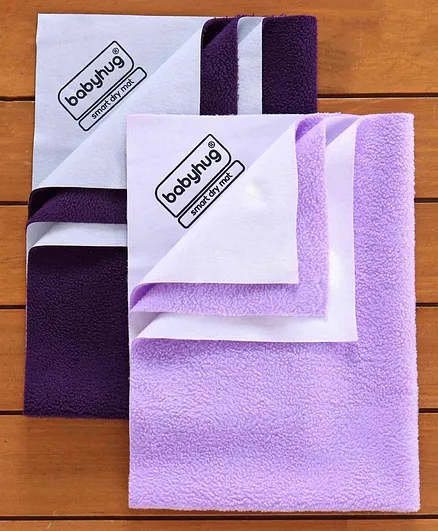 Babyhug Smart Dry Bed Protector Sheet Pack of 2 Medium - Purple Violet
