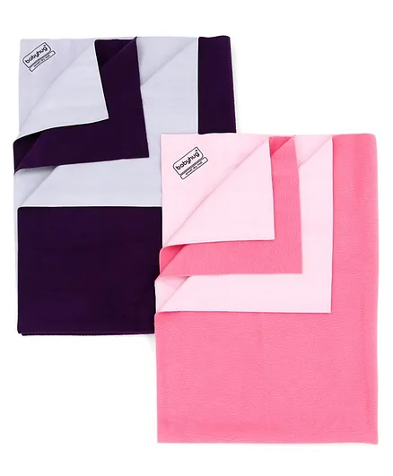 Babyhug Smart Dry Bed Protector Sheet Pack of 2 Large - Violet Pink