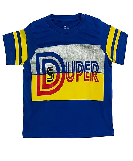 Kiddopanti Super Duper Half Sleeves Printed Tee - Blue