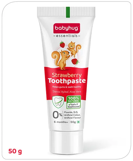 Babyhug Strawberry Flavoured Tooth Gel for Ages 6-24 Months |100% Natural Ingredients,Fluoride Free, No SLS/SLES- 50 g