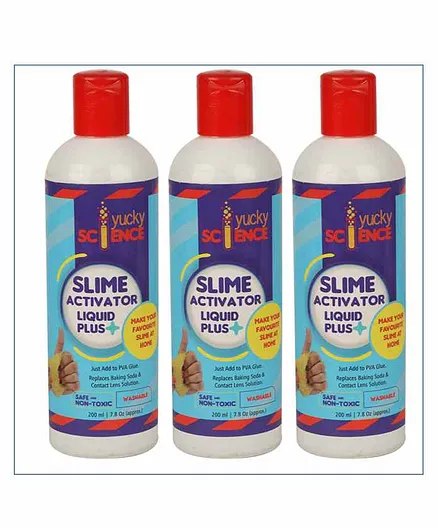 Yucky Science Slime Activator Liquid Plus Clear Pack of 3 - 200 ml each