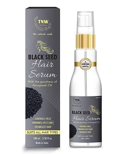TNW -THE NATURAL WASH Black Seed Hair Serum For Smooth & Silky Hair Anti-Frizz Made with Natural Ingredients & Enriched with Essential Oils for Strong & Frizz-Free Hair Paraben Free 100 ml