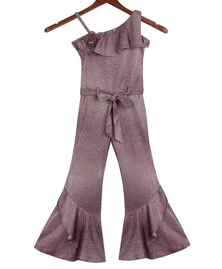 Tiny Girl Sleeveless Shimmery Flared Jumpsuit - Purple